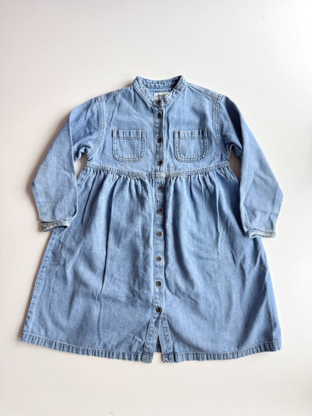 Vintage Girls' MINI POP REITMAN'S Blue Cotton Denim Midi Shirt Dress, Size 6